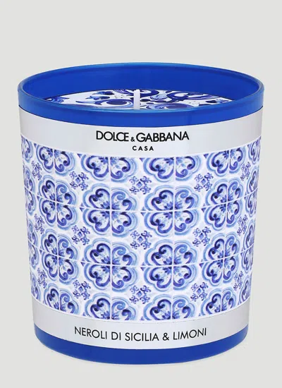 Dolce & Gabbana Casa Scented Candle - Sicilian Neroli And Lemon In Blue