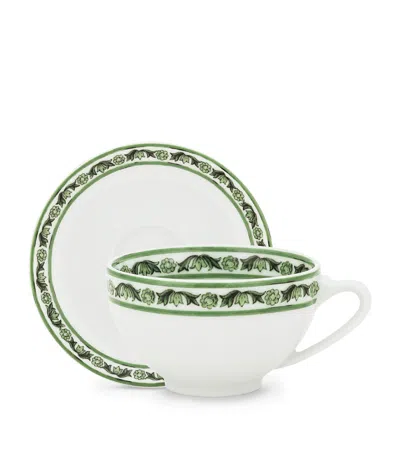 Dolce & Gabbana Casa Set Of 2 Coffee Cups And Saucers In Green