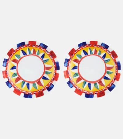 Dolce & Gabbana Casa Set Of 2 Porcelain Soup Plates In Multi