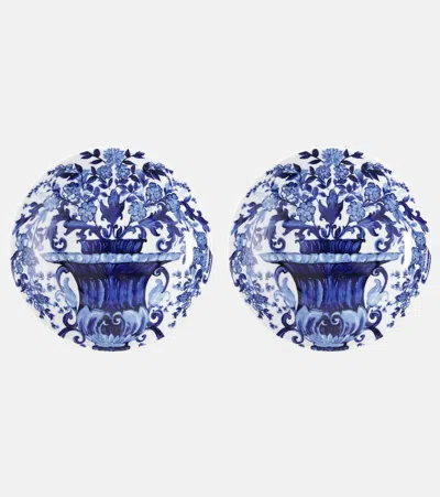 Dolce & Gabbana Casa Set Of Two Blu Mediterraneo Soup Plates In Blue