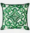 Dolce & Gabbana Casa Small Silk Canvas Cushion In Green