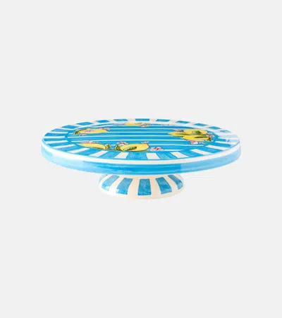 Dolce & Gabbana Casa Taormina Striped Ceramic Cake Stand