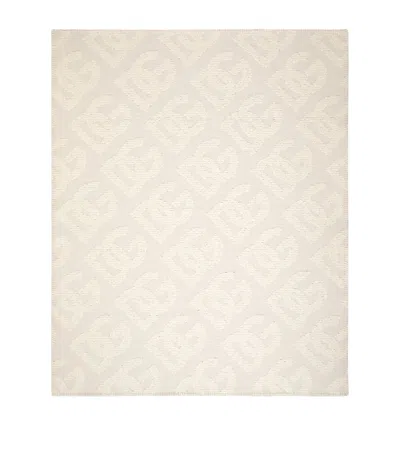 Dolce & Gabbana Casa Wool-cashmere-silk Logo Throw In Brown