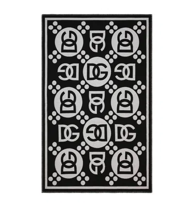Dolce & Gabbana Casa Wool Logo Jacquard Throw In Black