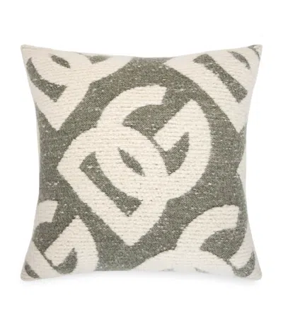 Dolce & Gabbana Casa Wool-silk-cashmere Logo Cushion In Green