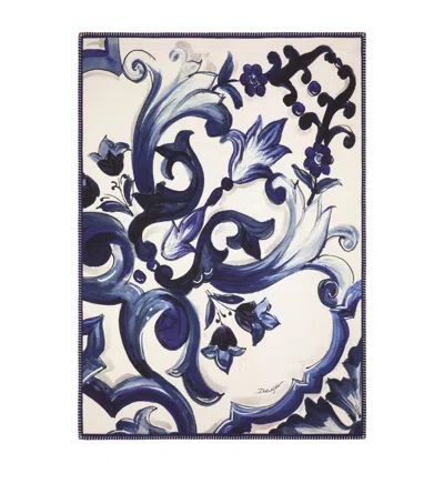 Dolce & Gabbana Casa Wool-silk Majolica Print Throw In Blue