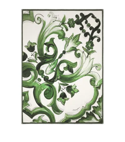 Dolce & Gabbana Casa Wool-silk Majolica Print Throw In Green