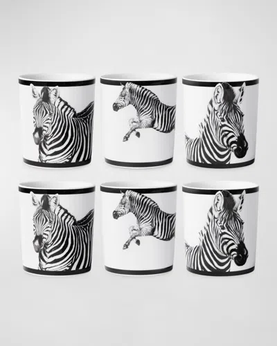Dolce & Gabbana Casa Zebra Porcelain Glasses, Set Of 6 In Animal Print
