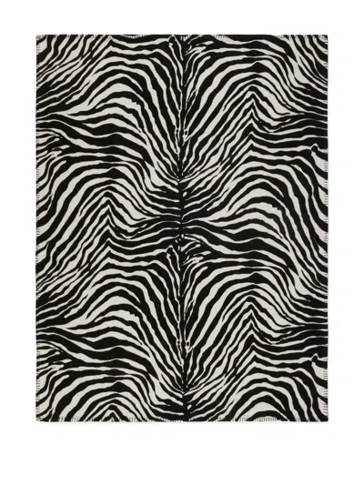Dolce & Gabbana Casa Zebra-print Blanket In Black
