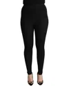 Dolce & Gabbana Black Virgin Wool Stretch Waist Tights Pants