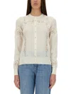 Dolce & Gabbana Cashmere And Silk Cardigan With Lace Inlay In Multicolour