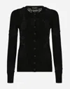 Dolce & Gabbana Cashmere And Silk Cardigan With Lace Inlay In Black