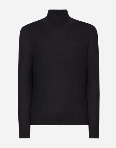 Dolce & Gabbana Cashmere And Silk Turtle-neck Sweater In Black