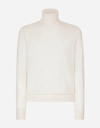 Dolce & Gabbana Cashmere And Silk Turtle-neck Sweater In White