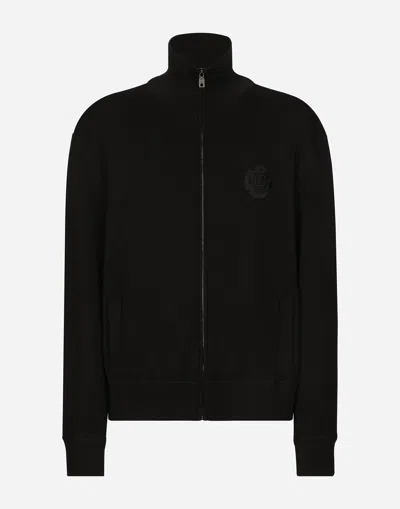 Dolce & Gabbana Cashmere Silk Zip-up Sweatshirt In Black