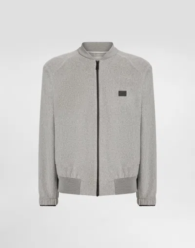 Dolce & Gabbana Cashmere And Wool Bomber Jacket With Tag In Grey