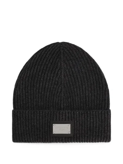 Dolce & Gabbana Cashmere And Wool Hat With Branded Tag In Black