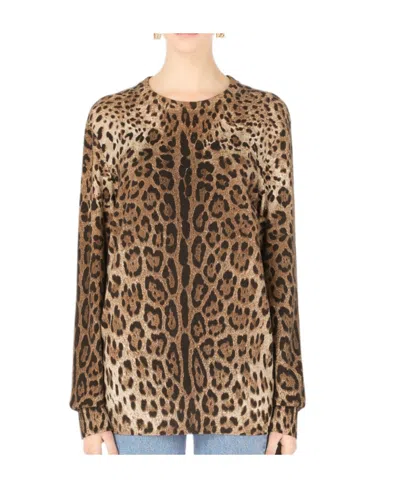 DOLCE & GABBANA DOLCE  GABBANA ANIMAL PRINT KNIT SWEATER