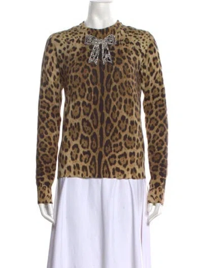 Pre-owned Dolce & Gabbana Cashmere Animal Print Sweater In Neutrals