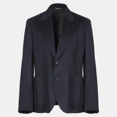 Pre-owned Dolce & Gabbana Cashmere Blazer 46 In Navy Blue