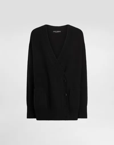 Dolce & Gabbana Cashmere Blend Double-breasted Cardigan In Black
