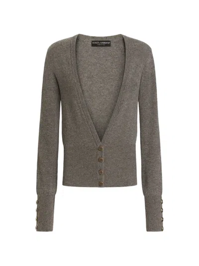 Dolce & Gabbana Cashmere Cardigan In Green