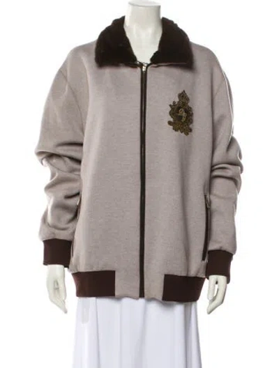Pre-owned Dolce & Gabbana Cashmere Colorblock Pattern Fur Jacket W/ Tags In Gray