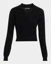 Dolce & Gabbana Polo-style Cashmere Sweater With V-neck In Black