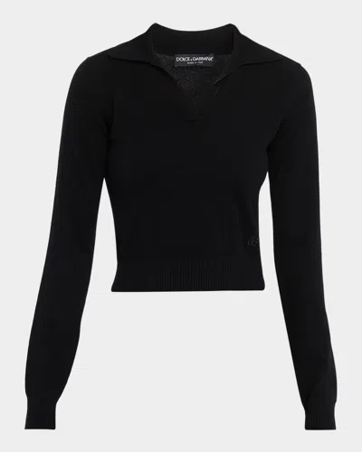 DOLCE & GABBANA CASHMERE CROP HENLEY SWEATER