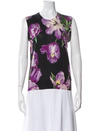 Pre-owned Dolce & Gabbana Cashmere Floral Print Sweater In Black
