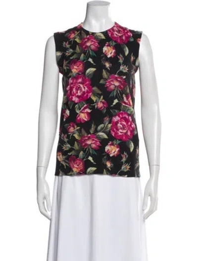 Pre-owned Dolce & Gabbana Cashmere Floral Print Sweater In Black