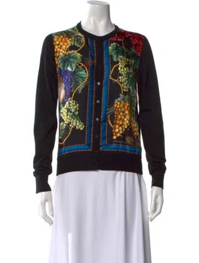 Pre-owned Dolce & Gabbana Cashmere Floral Print Sweater In Black