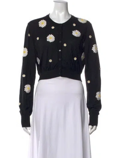 Pre-owned Dolce & Gabbana Cashmere Floral Print Sweater In Black/yellow