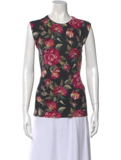 Pre-owned Dolce & Gabbana Cashmere Floral Print Sweater In Blue