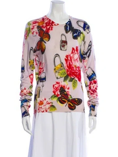Pre-owned Dolce & Gabbana Cashmere Floral Print Sweater In Multi