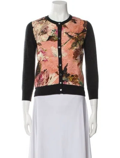 Pre-owned Dolce & Gabbana Cashmere Floral Print Sweater In Neutral