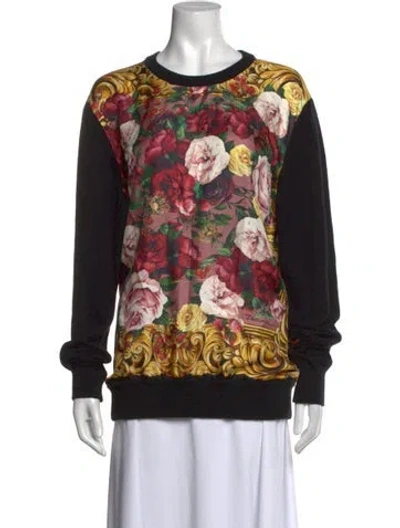 Pre-owned Dolce & Gabbana Cashmere Floral Print Sweatshirt In Black