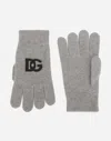 Dolce & Gabbana Cashmere Gloves With Dg Logo In Grey