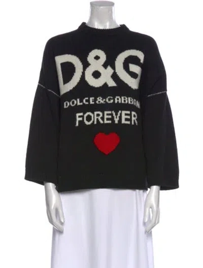 Pre-owned Dolce & Gabbana Cashmere Graphic Print Sweater In Black