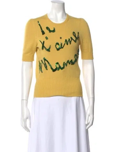Pre-owned Dolce & Gabbana Cashmere Graphic Print Sweater In Yellow