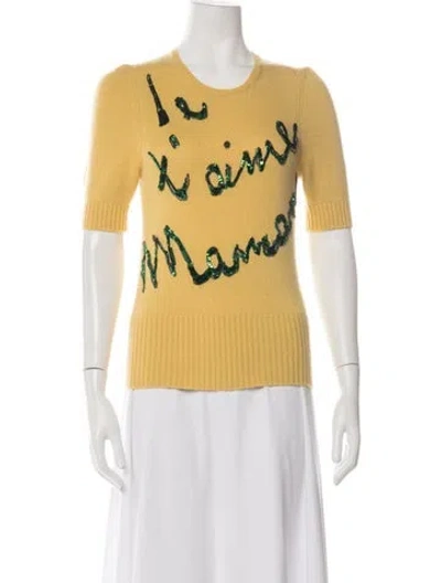 Pre-owned Dolce & Gabbana Cashmere Graphic Print Sweater In Yellow