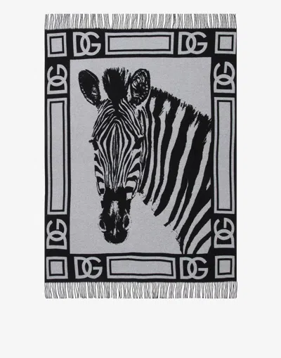Dolce & Gabbana Cashmere Jacquard Blanket Multicolor Unisex Onesize