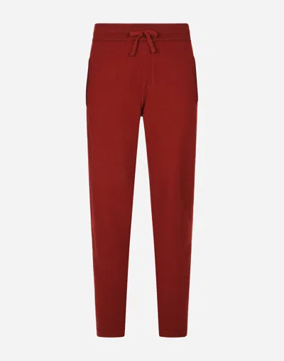 Dolce & Gabbana Cashmere Jogging Pants With Dg Logo In Bordeaux