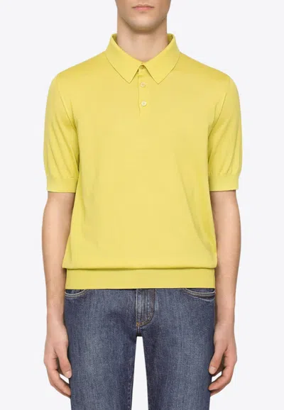 Dolce & Gabbana Cashmere Knit Polo T-shirt In Yellow