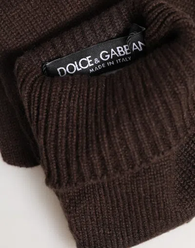 Dolce & Gabbana Cashmere Knitted Elbow Length Gloves In Brown