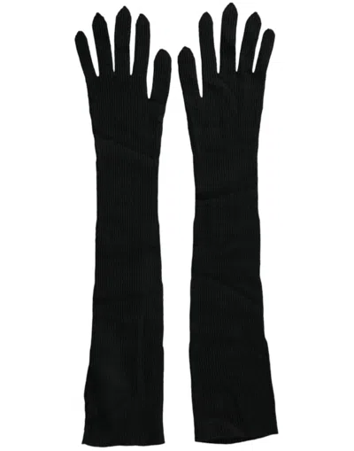 Dolce & Gabbana Cashmere Knitted Elbow-length Gloves In Black