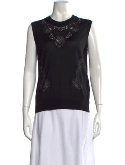 Pre-owned Dolce & Gabbana Cashmere Lace Pattern Sweater In Black