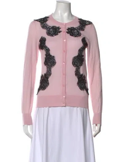 Pre-owned Dolce & Gabbana Cashmere Lace Pattern Sweater In Pink