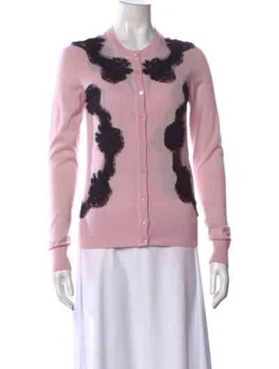 Pre-owned Dolce & Gabbana Cashmere Lace Pattern Sweater In Pink