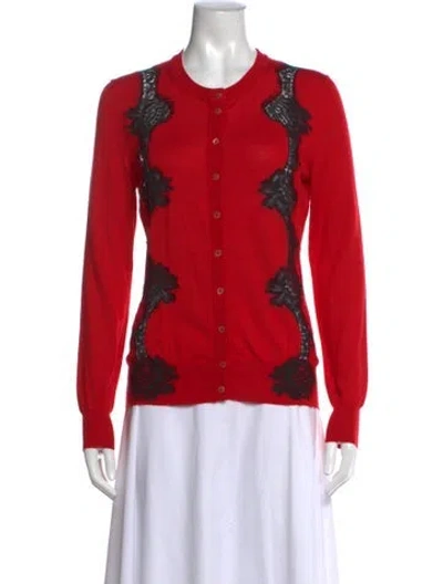 Pre-owned Dolce & Gabbana Cashmere Lace Pattern Sweater In Red